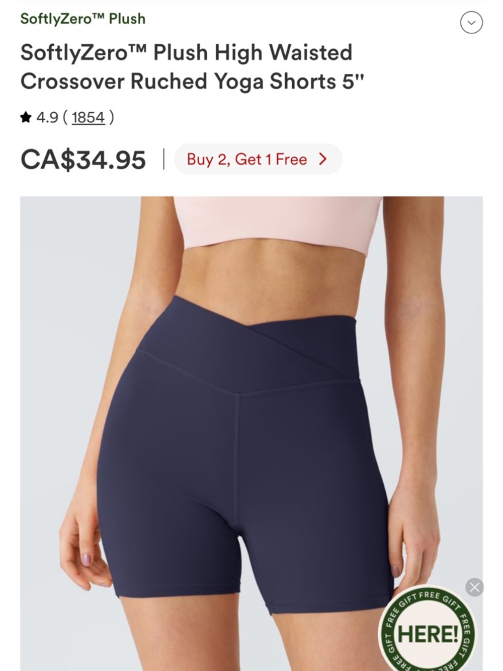 Plush High-Waisted Crossover Yoga Shorts - Navy